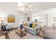 Open living area with high ceilings, modern furnishings, and views of the kitchen and upper level at 1033 Cabin Hill Way, Garner, NC 27529