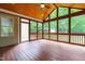 Screened porch with wood floor and ceiling at 1033 Cabin Hill Way, Garner, NC 27529