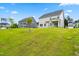Spacious backyard with lush lawn and view of neighboring two-story homes at 110 Hickory Grove Dr, Sanford, NC 27330