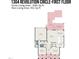 Detailed first floor plan showing layout of living spaces, bedrooms, and garage at 1304 Revolution Cir, Raleigh, NC 27603