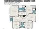 Detailed second floor plan showing layout of primary bedroom, bathrooms, and laundry room at 1304 Revolution Cir, Raleigh, NC 27603