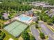 Aerial view of the community pool, tennis court, playground and gazebo area at 1304 Revolution Cir, Raleigh, NC 27603