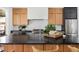 Stylish kitchen with custom wood cabinets, stainless steel appliances, and a large center island at 1405 Watts St, Durham, NC 27701