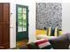 Stylish entryway features a green door and decorative wall hanging at 1503 Hollywood St, Durham, NC 27701