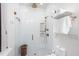 Bright shower with a glass enclosure, rainfall shower head, and modern finishes at 1503 Hollywood St, Durham, NC 27701