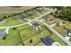 Aerial view of the residential neighborhood with large fenced in yards and mature trees at 171 Piney Field Rd, Fuquay Varina, NC 27526
