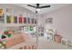 Charming ' bedroom with bunk beds, a window view, and a pink color scheme at 201 Crossfire Rd, Holly Springs, NC 27540