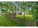 Expansive backyard with lush green grass, mature trees and playground area, great for outdoor activities at 202 Hilltop Ave, Garner, NC 27529