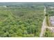 An expansive aerial view reveals a large, wooded property bordering a road at 2805 Evans St, Durham, NC 27705