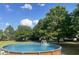 Inviting above-ground pool set in a lush backyard, perfect for summer relaxation at 3208 Wilbon Ridge Dr, Holly Springs, NC 27540