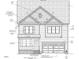 Detailed elevation plan for a two-story home with fiber cement siding, shutters, and carriage-style garage door at 4109 Stonewall Dr, Raleigh, NC 27604