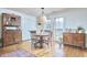 Dining room featuring traditional wood furniture, wood floors, white wainscoting and bright windows at 423 N Cameron St, Hillsborough, NC 27278