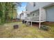 Backyard with a deck, grill, and a fire pit at 4520 Timberhurst Dr, Raleigh, NC 27612