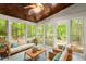 Inviting sunroom featuring plenty of windows and comfortable wicker furniture at 5125 Penny Rd, Raleigh, NC 27606