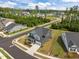 Beautiful aerial view of home with modern design, well-maintained landscaping, and community streets at 601 Lauren Ann Dr, Apex, NC 27523