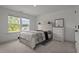 Bright bedroom featuring large windows, neutral colors, and plush carpeting at 601 Lauren Ann Dr, Apex, NC 27523
