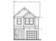 Detailed architectural drawing of a two-story home featuring a covered front entry and attached garage at 677 Leland Hill Circle, Zebulon, NC 27597