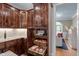Kitchen featuring custom built-in cabinets and pull out shelving for maximum storage and organization at 7932 Twin Pines Way, Fuquay Varina, NC 27526