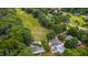 Aerial view showing a home's backyard, pool and it's location near a park at 8042 Hogan Dr, Wake Forest, NC 27587