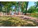 Expansive backyard with mature trees, a lush lawn, and a charming brick house, perfect for outdoor entertaining at 903 W Maynard Ave, Durham, NC 27704