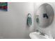 Bathroom with a mirror, sink, and a towel rack at 1016 Luminary Ln, Willow Springs, NC 27592