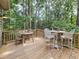 Wooden deck with outdoor seating perfect for enjoying the surrounding lush greenery at 107 Long Shadow Ln, Cary, NC 27518