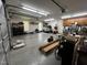 The large garage provides ample space for parking and storage, with epoxy floors and lighting at 108 Hotelling Ct, Chapel Hill, NC 27514