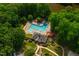 Aerial view of the community pool and clubhouse at 110 Glenrose Ln, Cary, NC 27518