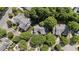 The aerial view shows a community with mature trees and well-maintained homes, providing a scenic and welcoming atmosphere at 11013 Louson Pl, Raleigh, NC 27614