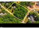Aerial view showcasing the property with mature trees and surrounding landscape at 1329 Wynncrest Ct, Raleigh, NC 27603