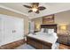 Inviting bedroom with a statement bed frame, soft lighting, and coordinated decor for a relaxing retreat at 1329 Wynncrest Ct, Raleigh, NC 27603