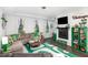 Bright living room boasts modern decor, a large sectional sofa, and a stylish green accent rug at 217 Jones Hill Rd, Holly Springs, NC 27540