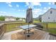 Back deck with outdoor furniture and a view of the yard, a perfect spot for relaxing at 225 Alcock Ln, Youngsville, NC 27596