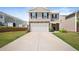 Charming two-story home features a two-car garage, stone accents, and well-manicured lawn at 2406 Lily Dr, Haw River, NC 27258