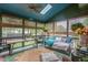 Relaxing screened porch with comfortable seating, wood flooring, and natural light, ideal for enjoying outdoors at 3325 Falls River Ave, Raleigh, NC 27614