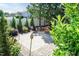 Paver patio surrounded by lush landscaping, with a decorative torch offering a serene outdoor space at 3536 Greenville Loop Rd, Wake Forest, NC 27587