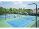 Well-maintained blue and green tennis courts with lights, benches, and a nearby pool, perfect for active community living at 3536 Greenville Loop Rd, Wake Forest, NC 27587