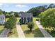 Aerial view of charming two-story home with a manicured lawn, black shutters, and a bright green front door at 6 W Canterbury Ct, Wendell, NC 27591