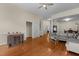 Expansive living area with hardwood floors and an open layout perfect for entertaining at 624 Powhatan Dr, Fuquay Varina, NC 27526