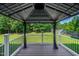 Exterior view of the backyard gazebo perfect for relaxation and outdoor enjoyment at 8140 Consella Way, Willow Springs, NC 27592
