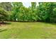 Expansive backyard featuring lush green grass and mature trees, perfect for outdoor activities and relaxation at 8536 Wolverton Fields Dr, Wake Forest, NC 27587
