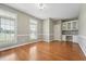 Home office area with built-in cabinets, desk space, and natural light at 105 Bagley Ln, Dunn, NC 28334