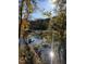 Peaceful river view framed by golden leaves and trees with sunlight glistening on the water at 106 Redbud, Pittsboro, NC 27312