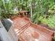 Spacious wooden deck surrounded by lush greenery, offering a private outdoor retreat at 109 Elmview Dr, Cary, NC 27519