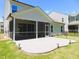 A home's manicured backyard features an outdoor patio and a screened in porch at 1311 Arena Ln, Fuquay Varina, NC 27526