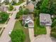 Aerial view of home with a green lawn and fenced backyard in a residential neighborhood at 1514 Hinchliff Ct, Fuquay Varina, NC 27526