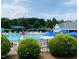 Community swimming pool featuring umbrellas and lounge chairs, perfect for relaxation and recreation at 1514 Hinchliff Ct, Fuquay Varina, NC 27526