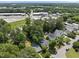 An aerial view showing the neighborhood, including the home, nearby trees, and the lush lawns in the neighborhood at 1812 Hilton St, Raleigh, NC 27608
