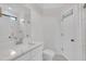 Clean bathroom with a single sink, stone countertop, and a walk-in shower at 2004 Yamacraw Dr, Knightdale, NC 27545