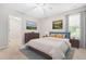Cozy bedroom features plush bedding, wall art, and natural light from the window at 203 Worsham Dr., Chapel Hill, NC 27516